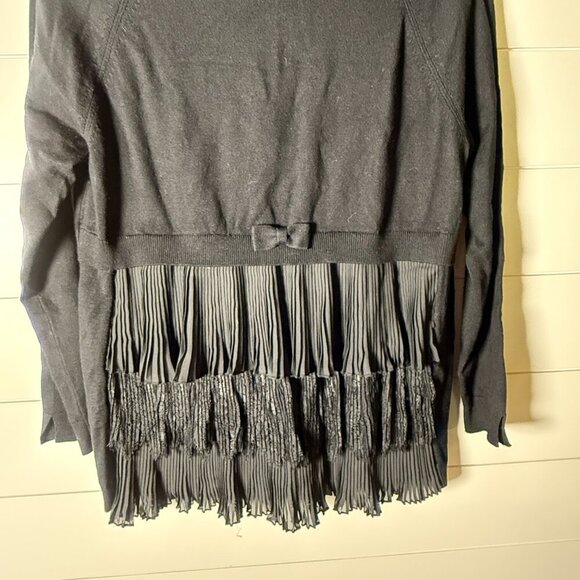 Leo & Ugo Black Back Ruffle Detail Button/Snap Front Cardigan Front Pockets Sz 4 - Picture 6 of 13